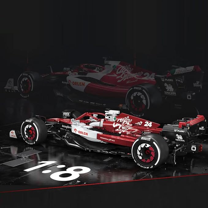 CaDA C64005w Alfa Romeo F1 Race Car C42 Building Blocks Set, 1868 PCS 1: 8 MOC Creative Building Blocks, Excellent Racer Model and Collection STEM Gift for 8+ Kids Teens and Adults