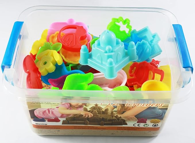 Play Sand Kit, 54Pcs Sandbox Toys Set for Boys Girls, 3lbs Magic Orange Sand, Mold Tools, Inflatable Tray, Storage Box, Funny Birthday Christmas Gift