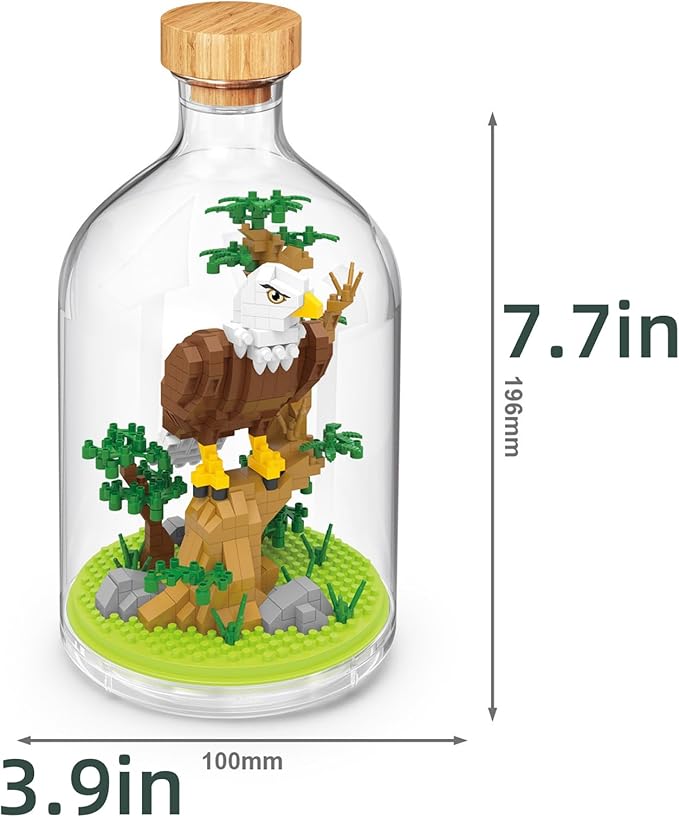 Thcbme Bird Animals Building Block Toy Set, Parrot, Swallow, Eagle, Creative Set to Build and Display, Compatible with Lego 6254100 Building Accessory, Great Gift for Kids with Ages 6+(Eagle 466pcs)