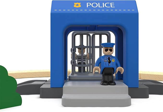 Wooden Train Set for Toddlers, 52Pcs Train Toy with Railway Track for Kids, Wooden Train Tracks Include Expansion Pack Compatible with Thomas, Brio, Chuggington