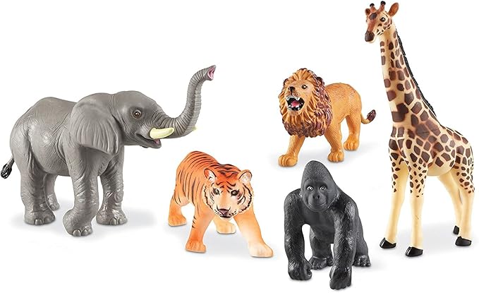 Learning Resources Jumbo Jungle Animals, Animal Toys for Kids, Safari Animals, 5 Pieces, Ages 18 months+
