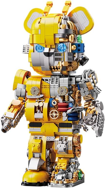 Mecha Bear Building Block Kit, Mechanical Violent Bear Display Art Toy Model,Creative Collectible Gift for Adults & Kids(1961 Pieces)