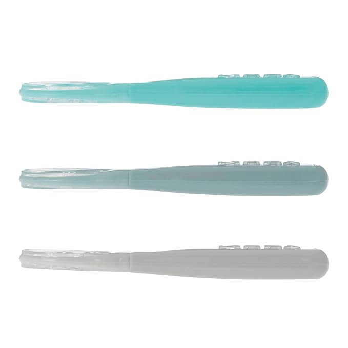 Nuby 3-Stage Baby's First Spoons Set - 3 Pack - 6+ Months - Baby Spoons with Easy Grip Handle - Serene