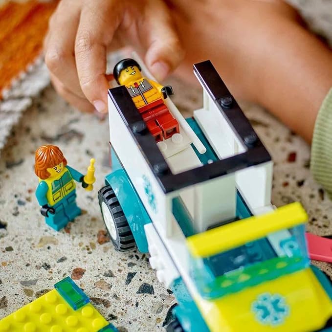 Lego 60403 City Ambulance and Snowboarder Toy Present, Blocks for Boys, Girls, Children, 4, 5, 6, Ambulance, Skateboarding, Skateboarding, Pretend Play
