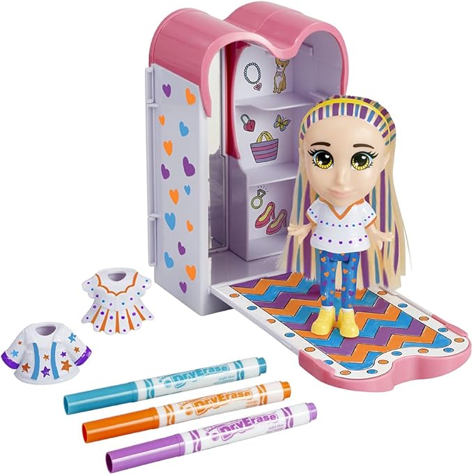 CRAYOLA Colour 'n' Style Friends: Goldie - Catwalk Playset | Colour & Style Your Own Doll, Again and Again! (Includes Magic Dry-Erase Pens) | Ideal For Kids Aged 3+