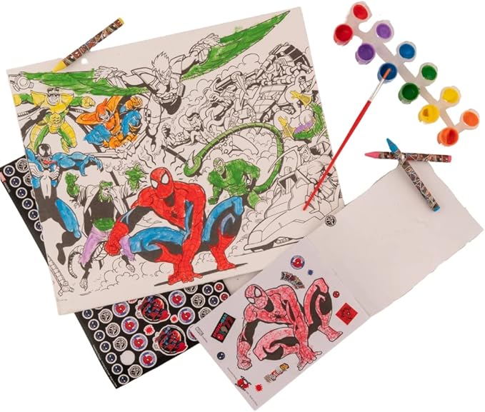 Innovative Designs Marvel Avengers Spiderman Creative Coloring Canvas Painting and Activity Set for Kids, 1000+ pcs