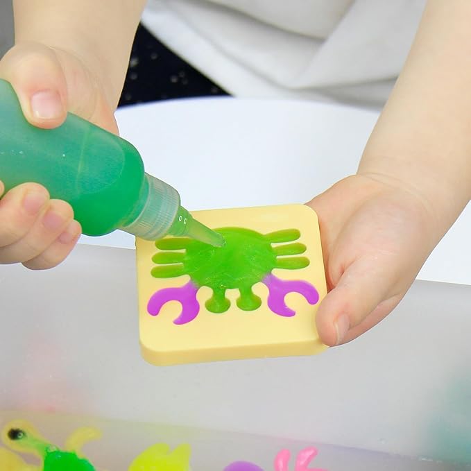 Hrsqu Magic Water Elf Toy Kit - Aqua Elf Water Gel Kit - 100ml Large Capacity Water Fairy Kits with 8 Marine Animals Molds, Christmas Gifts for Kids Birthday Gifts Party Favors (6 Colors)