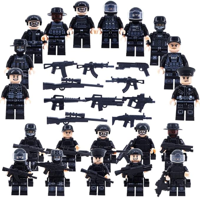 Toysvill SWAT Military Police Building Block Set for Kids | SUV + Soldiers Minifigures (22 PCS) with Weapons and Accessories Gift