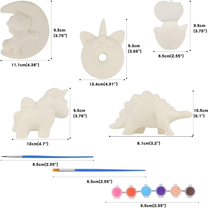 Anboor DIY Squishies Painting Kit Pack for Kids,5pcs Cute Animal Food Paintable Slow Rise Squishies Making Kit for Boy & Girl,Unicorn Squeeze Painting Kit Art Craft DIY Kit for Age 6+