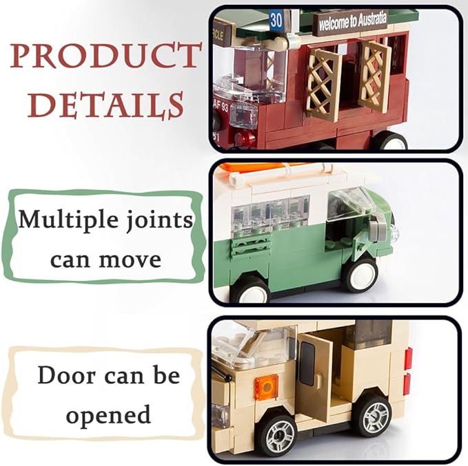 Pull Back Car Building Blocks Sets, Pull and Go Bus Model, 3D Assembly Vehicles for Boys and Girls Building Block Car Toys Party Favor for Kids Age 6 7 8 9 10, 407 Pieces