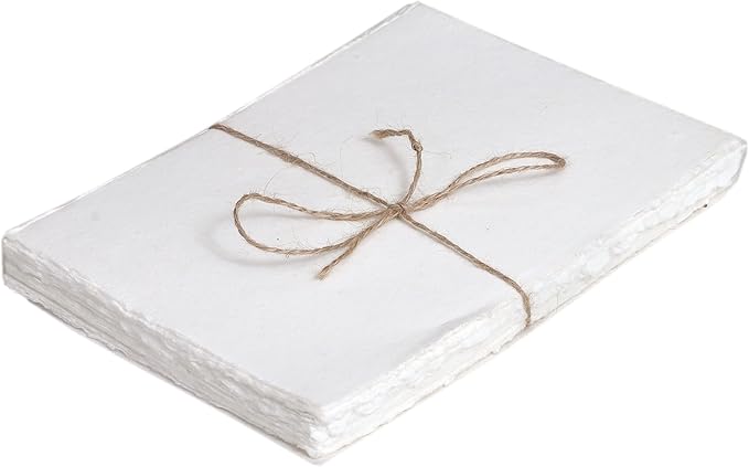 50 Pack Cotton Watercolor Paper with Deckle Edge 200 GSM Rough Textured Watercolor Paper for Writing