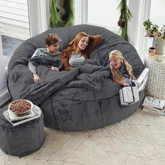 Big Huge Giant Bean Bag Chair Cover for Adults, (No Filler) Machine Washable Covers Bean Bag Chairs in Multiple Sizes and Colors Giant Foam-Filled Furniture Filled Furniture (Peacock Blue, 5FT)