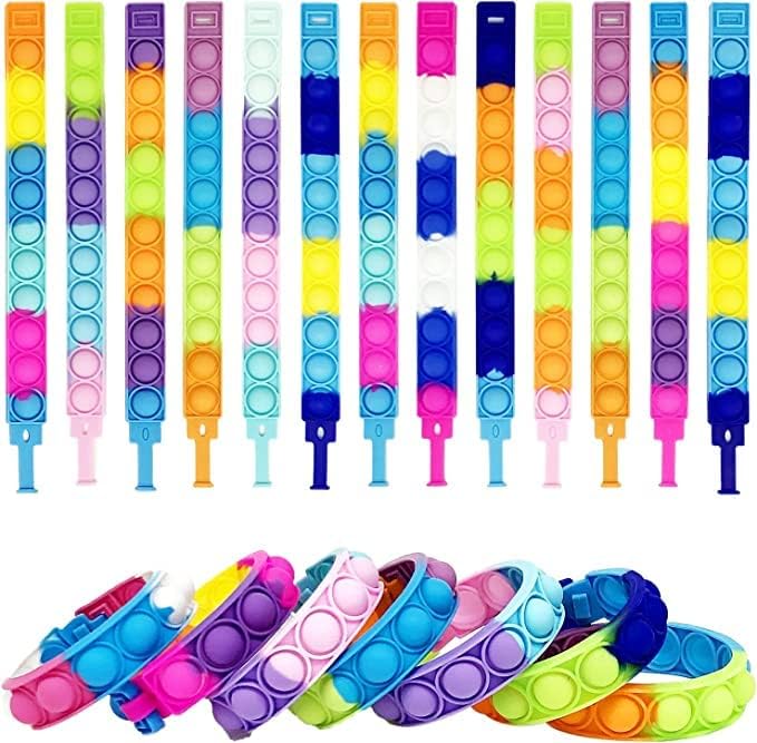 Pop Bracelet Fidget Toy, 20Pcs Multi-Color Bracelet Popular Wristband Fidget Watch is Suitable for Children and Adults Stress and Anxiety Relief Wristband (20 PCS)(pop toy)
