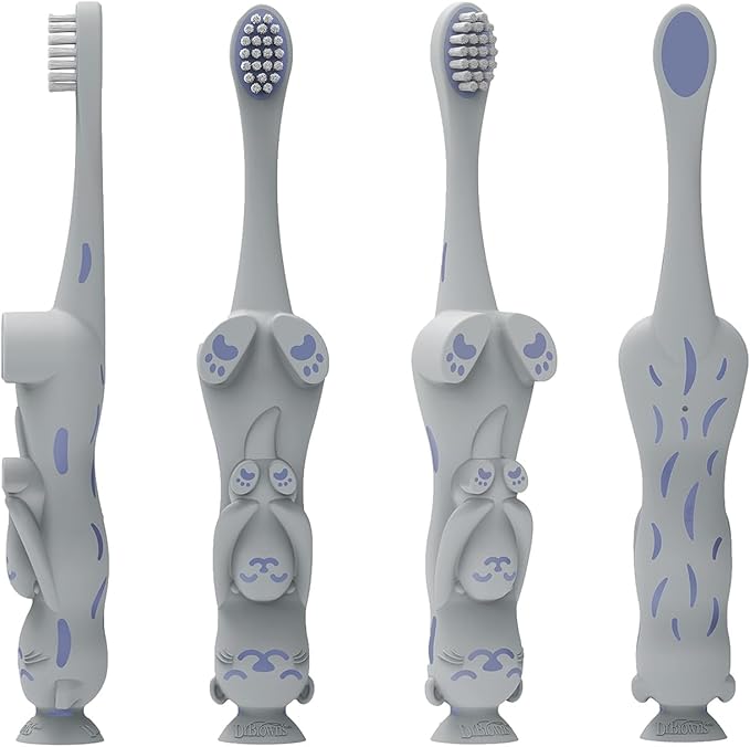 Dr. Brown’s Otter Toddler Toothbrush, Soft Bristles with Suction Cup for Storage, BPA Free, Ages 1-4, 1-Pack