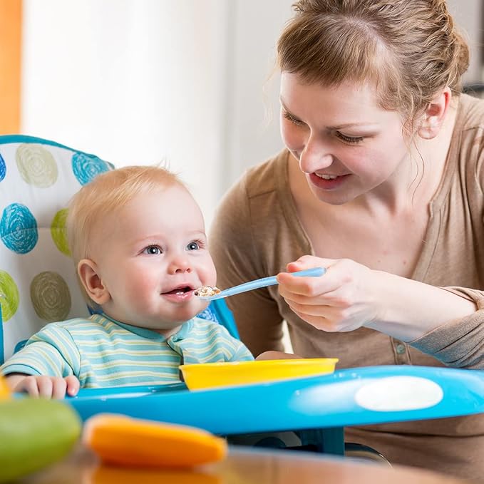 Vicloon Baby Silicone Spoons, 5 PCS Baby Training Feeding Spoons for First Stage 4 Months Toddlers Infants, Baby Utensils Feeding Supplies, Soft Tip BPA Free Gum-Friendly Dishwasher Boil-Proof