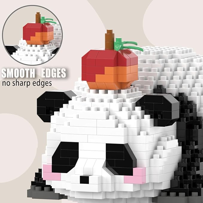 Mini Building Blocks- Lying Panda with Fruit, Party Favors- Micro Blocks Panda Toy for Kids 6 7 8 9 10+, Mini Blocks Building Sets for Adults, Birthday for Boys and Girls(597PCS)