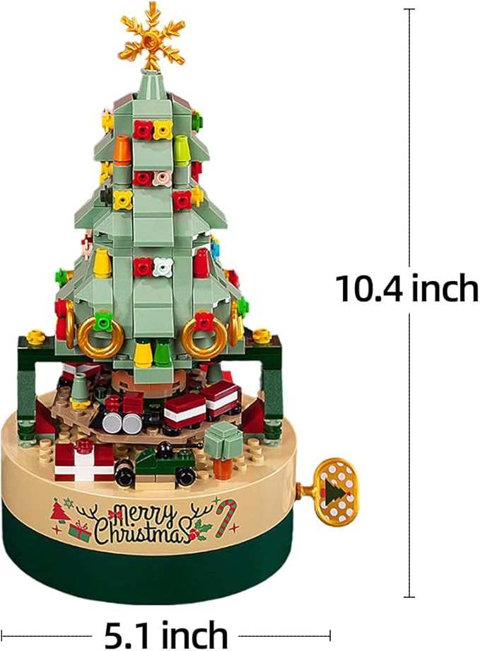 Street View Christmas Tree Music Box Building Block Model Set, Building Toys, 360 Pieces DIY Building Block Assembly Particles, Christmas Decorations, Good Choice for Festivals.