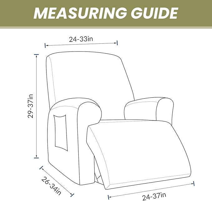 AZON Velvet Stretch Recliner Chair Cover,1-Piece Washable Recliner Couch Cover with Elastic Furniture Protector for Pets, Kids(Recliner, Blackish Green)
