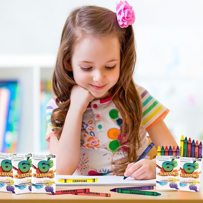 ArtCreativity Crayons Bulk Set - 100 Crayon Packs - 6 Crayons in Each Pack - 600 Total - Crayons for Kids in Red, Orange, Yellow, Green, Blue, Purple - Bulk Crayons for Classroom and Party Favors