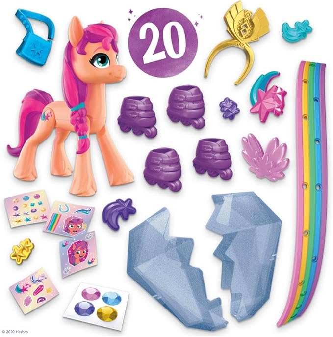 My Little Pony: A New Generation Movie Crystal Adventure Sunny Starscout - 3-Inch Orange Pony Toy, Surprise Accessories, Bracelet, Kids Easter Basket Stuffers (Accessory Colors May Vary)