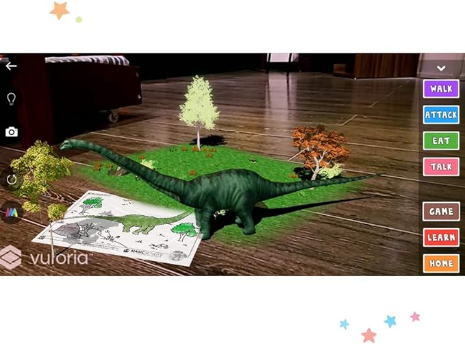 Dinosaur Adventure Augmented Reality Coloring Book w/Educational Learning Activities for Kids Ages 4-8 - Bring Dinosaurs to Life (10 Washable Markers & App Included)