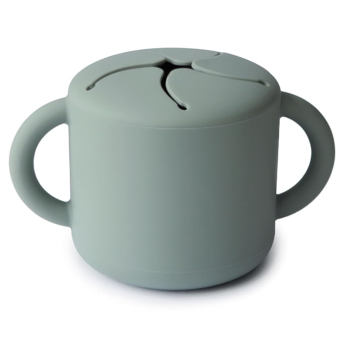 mushie Silicone Snack Cup | Spill Proof Food Container for Toddler and Baby (Cambridge Blue)