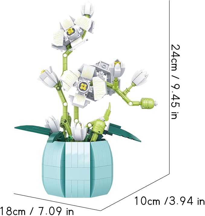 Orchid Flower Plant Botanical Bonsai Collection Bouquet Building Kit,Bonsai Tree Creative Project for Building Blocks Enthusiasts, Adults Kids Age 6+, 464 PCS StemToy (White) 63002