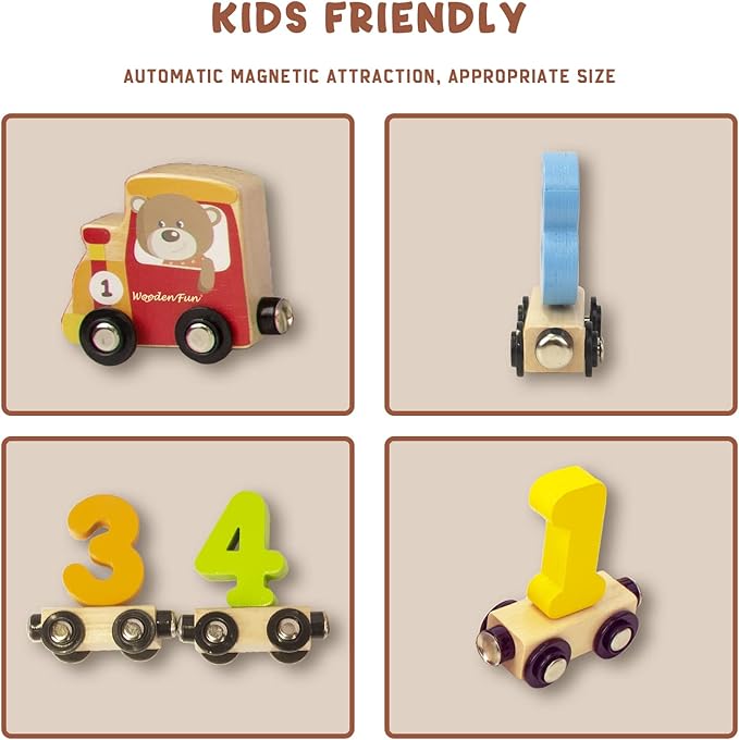 Number Train Set for 1 2 3 Year Olds, Educational Toy Cars for Toddlers, Montessori Learning Toys for Boys and Girls (Red)