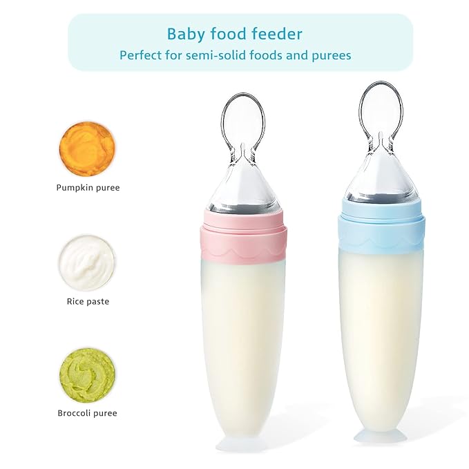 Termichy Baby Food Dispensing Spoon: Squeeze Feeder Dispenser for Baby - Self Feeding Bottle Spoon