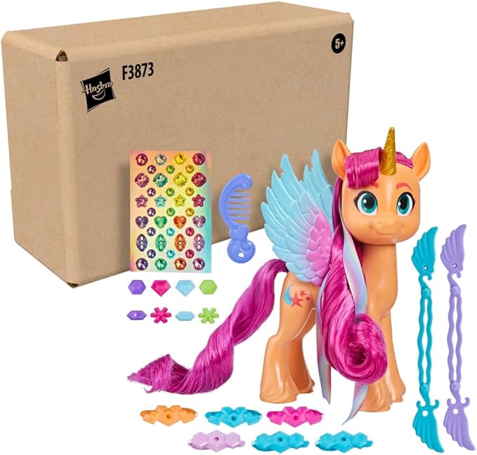 My Little Pony Toys: Make Your Mark Sunny Starscout Ribbon Hairstyles, 6-Inch Orange Pony Toy, Toys for 5 Year Old Girls and Boys and Up, with Hair Styling Accessories