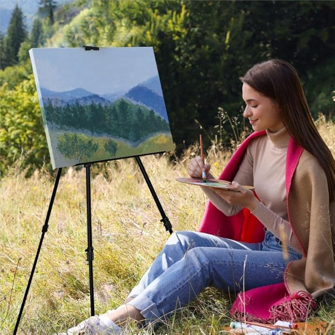 Artify Easel for Painting, Double-Tier Easel Stand, Adjustable Height from 22-66 Inches, Tripod for Painting and Display with Carrying Bag, 66 Inches, Black, 2 Pack