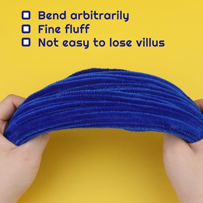 60 Blue Pipe Cleaners, Chenille Stem Craft Supplies for Creative Home Decoration Projects