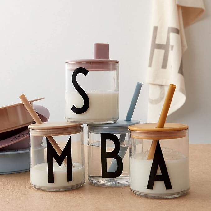 Design Letters Tritan Dinnerware Cups for Kids A-Z 6 Oz| Kids Glass Designed in Denmark for Baby feeding | Toddler Cup for Drinking | Unbreakable Tableware for Baby|Stackable Tumbler Cup BPA/BPS Free