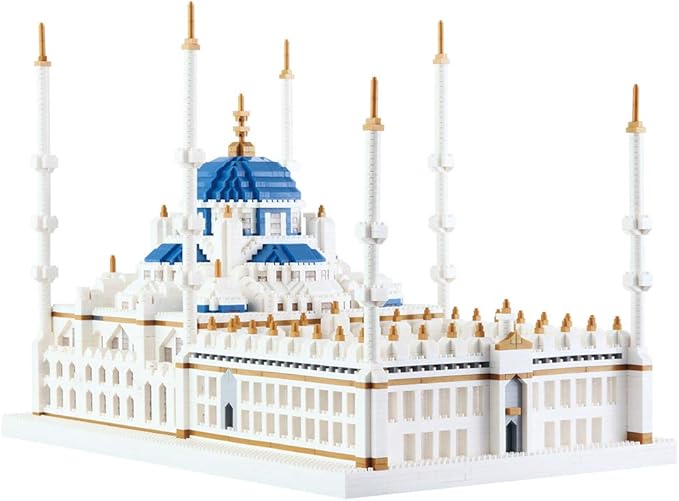 Micro Building Blocks Set 6850 Pcs Blue Mosque Miniature World Landmark Architectural Construction Model for Adult and Children Age of 14+
