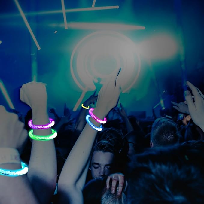 MCPINKY 12PCS Glow Bracelets Bulk, Glow in the Dark Bracelets Light up LED Bracelets for Bachelorette Graduation Parties Discos Clubs