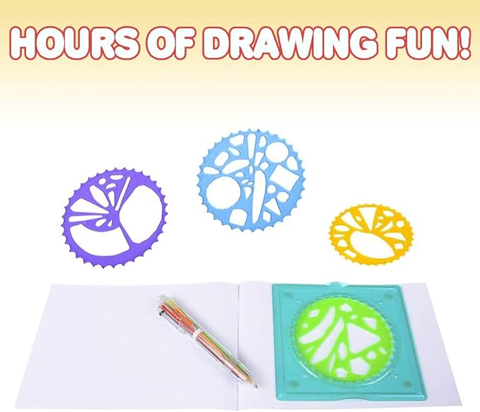 ArtCreativity Spiral Drawing Art Set for Kids - 7 Piece Kit - Includes 6-in-1 Color Pen, Drawing Templates and Sketching Pad - Unique Arts and Craft Supplies - Great Gift for Boys and Girls