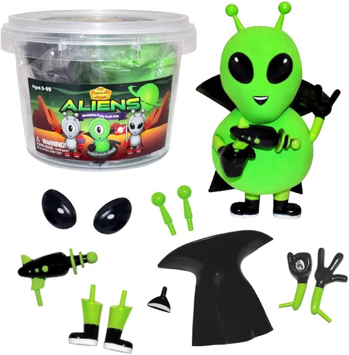 Aliens Craft Kit 6 Pack – Build, Play, and Display 6 Air-Dry Clay Aliens, Great for Birthday Parties, Trick or Treating, Stocking Stuffers, for Kids, Boys and Girls Ages 5+