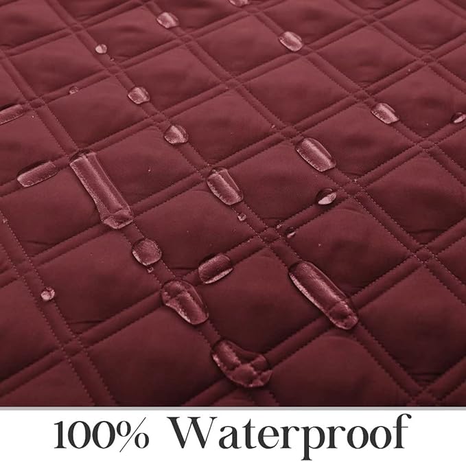 TOMORO Non-Slip Quilted Recliner Cover, 100% Waterproof Recliner Chair Slipcover Furniture Protector with Pockets, Washable Couch Cover with Elastic Straps for Kids and Pets，23 Inch