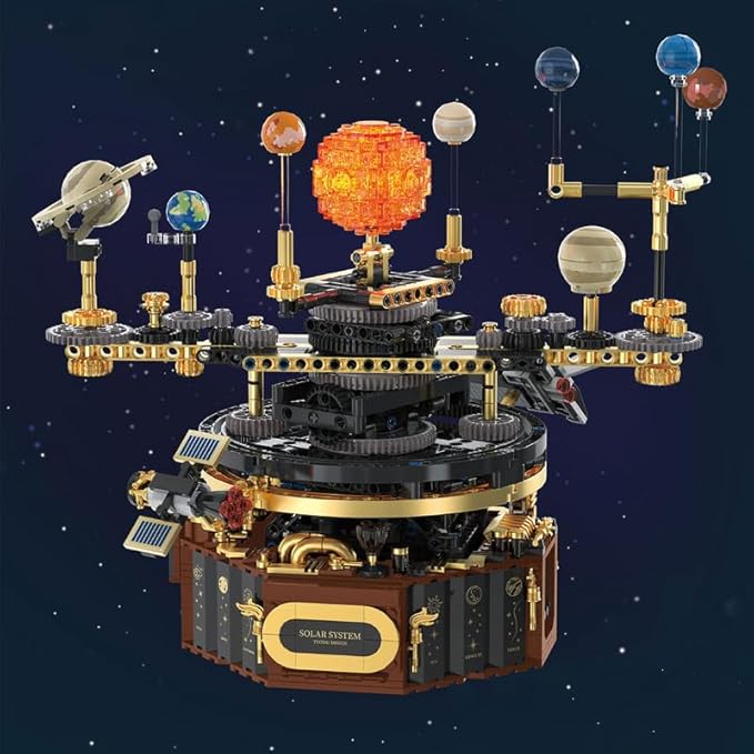 Electric Solar System Planetary Instrument Building Blocks,Space Exploration Series with LED,Rotatable Educational Toys for Science Experiments(1098 Pcs)