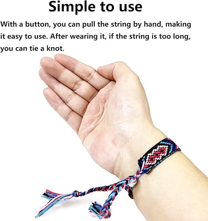 Woven Friendship Bracelets, Braided Bracelets String, Adjustable Nepal Bracelet，Mexico Wave Anklet for Best Friends Kids Women Girls Kids Men, Assorted Colorful（12PCS）