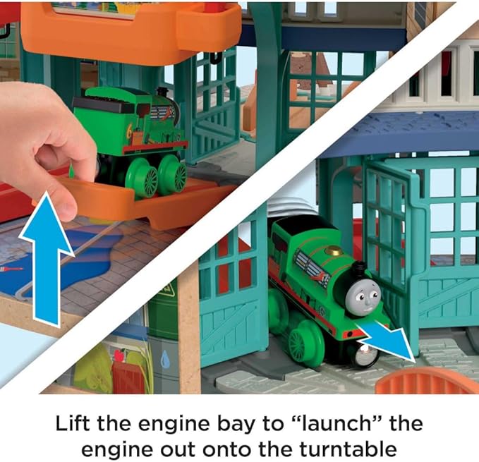 Thomas & Friends Wooden Railway Toy Train Track Tidmouth Sheds Starter Set with Percy Wood Engine for Preschool Kids Ages 3+ Years (Amazon Exclusive)