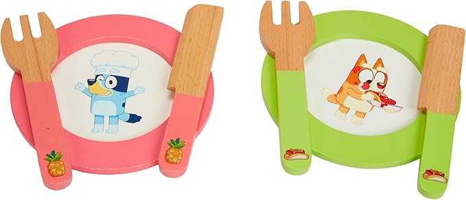 Bluey – Picnic Basket Set – 30 Piece Wooden Roleplay Toy with Carry Case, Cutlery & Pretend Food Accessories for Kids – FSC-Certified Material – Fun Imaginative Kit for 3 Years and Up