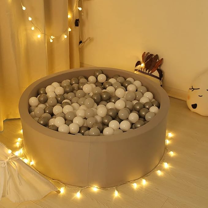 GOGOSO Ball Pit Balls - Plastic Play Pitballs Christmas Pelota Decoration, Grey, Light Grey, White for Baby Gifts Use for Kids Playpen Pool, 2.2 Inch, 100 pcs