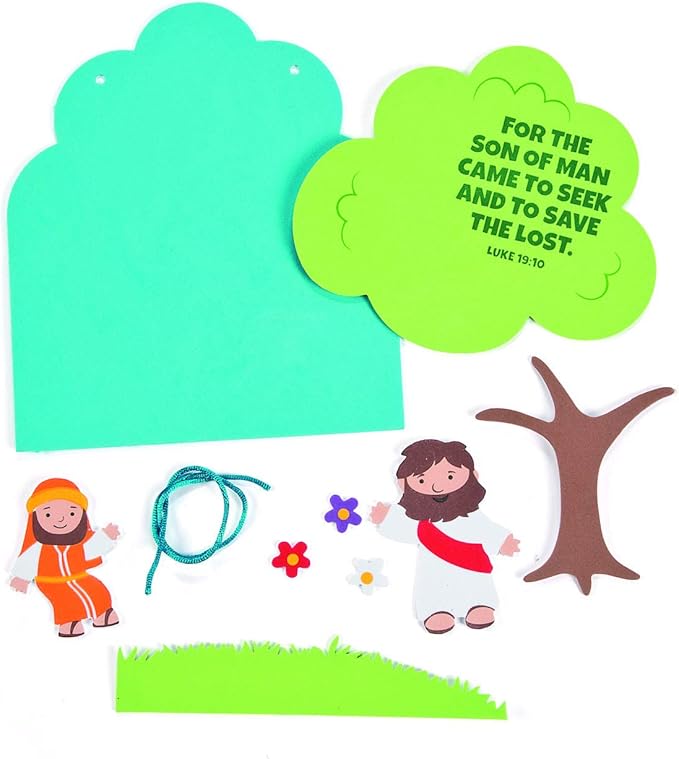 Fun Express Zacchaeus Sign Craft Kit - Makes 12- Religious, Sunday School and Crafts for Kids - Vacation Bible School Supplies/Decor