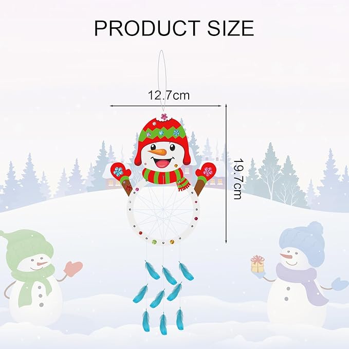 Fennoral 6 Pack Snowman Craft Kit for Kids Make You Own Snowman Dreamcatcher DIY Paint Wooden Christmas Arts and Crafts for Chirstmas Art Activity Christmas Winter Decoration