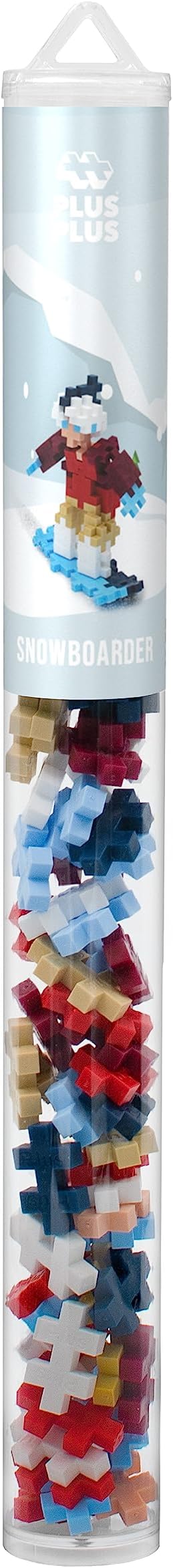 PLUS PLUS 3D Figure Building Block Set, Fun Stem Toys for Kids, 70 Interlocking Pieces - Snowboarder Mini Maker Tube