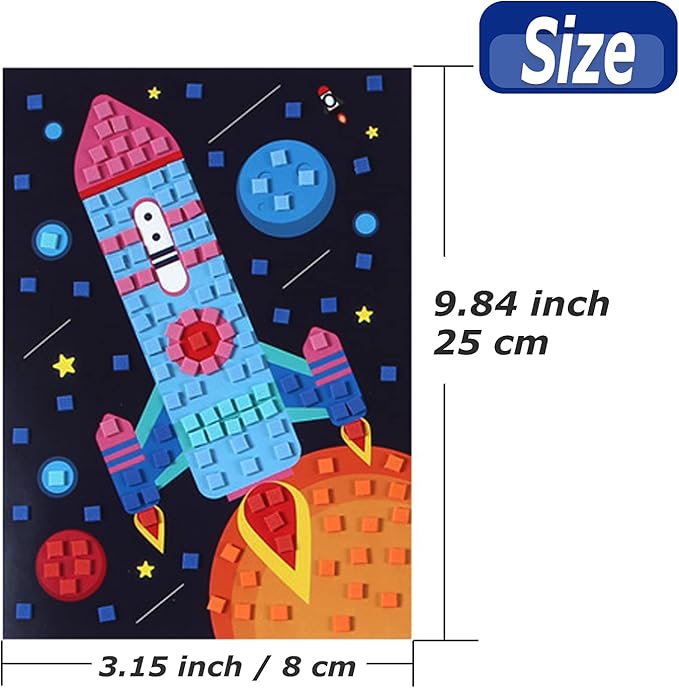 LZHZH Mosaic Sticker Art Kits for Kids Foam Craft Stickers Mosaics Pictures DIY Sticker-by-Number Handmade Art Kits for Kids