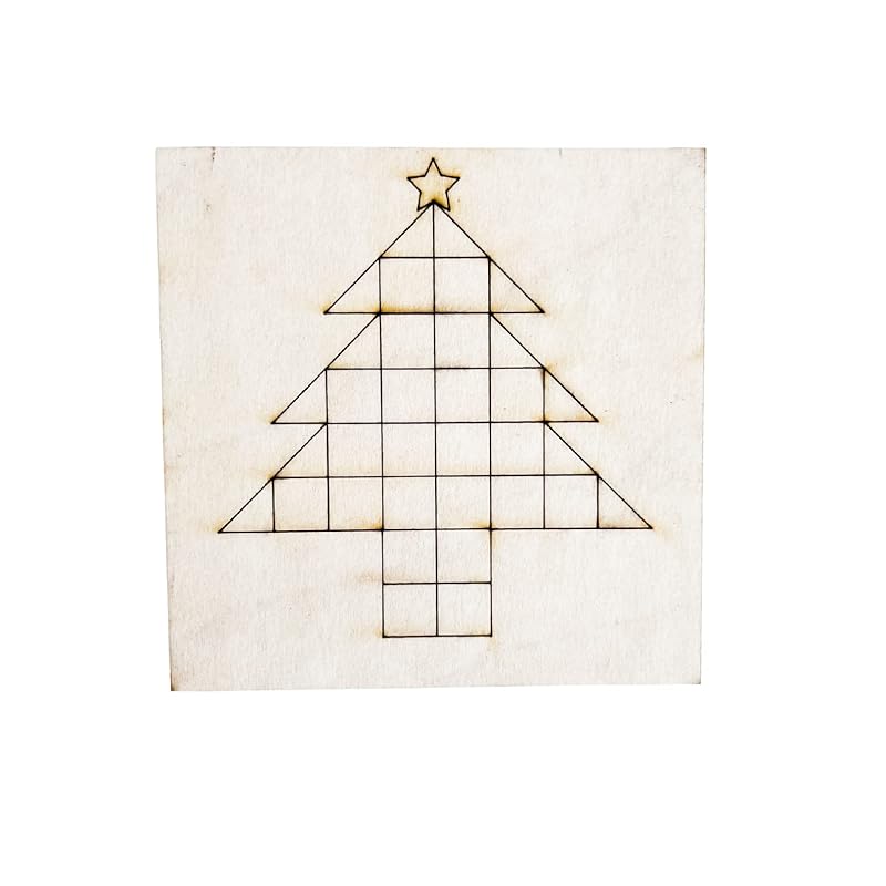 Unfinished Barn Quilt Square Wooden Sign, Country Decor Canvas Quilts Blocks (6 inches, Christmas Tree)