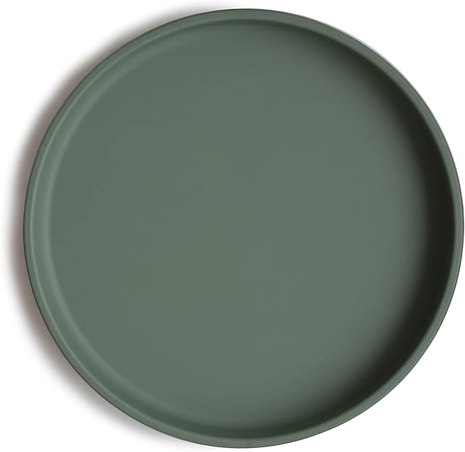 mushie Classic Silicone Suction Plate | BPA-Free Non-Slip Design (Dried Thyme)