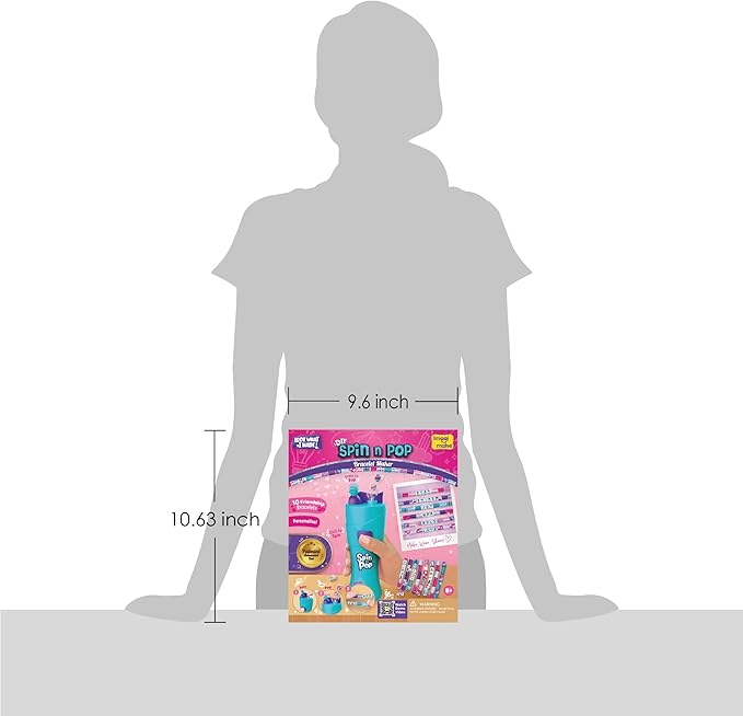 Imagimake Spin n Pop DIY Bracelet Making Kit | Patented Electric Bracelet Maker | Ages 8-13 | Create 10 Unique Bracelets with Shiny Foil Beads, Alphabet Beads & Clasps for Teen Girls